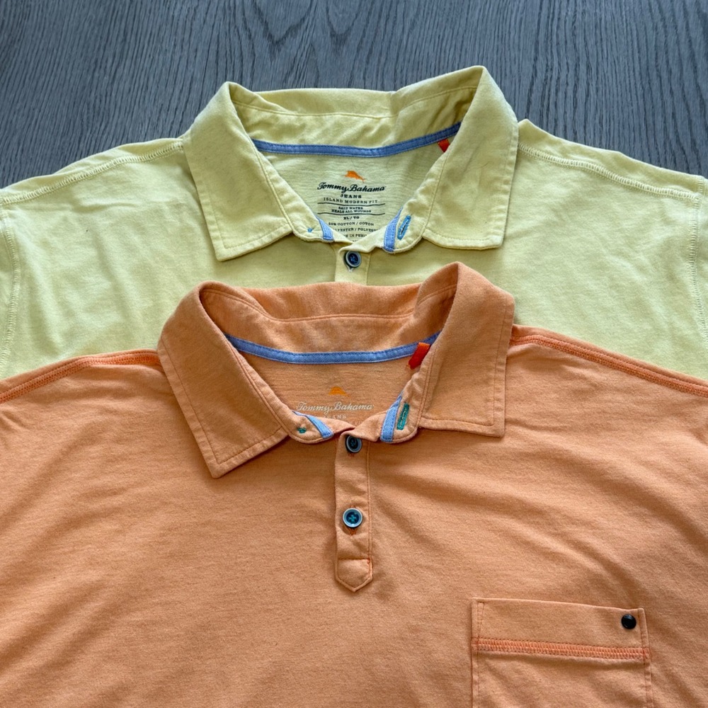 Tommy‎ Bahama Jeans Lot of 2 Island Modern Fit Polo Shirts XL Pockets Casual